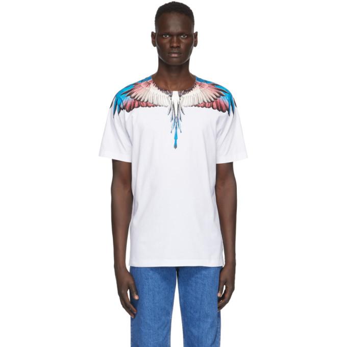 Marcelo Burlon County of Milan White and Burgundy Wings T-Shirt