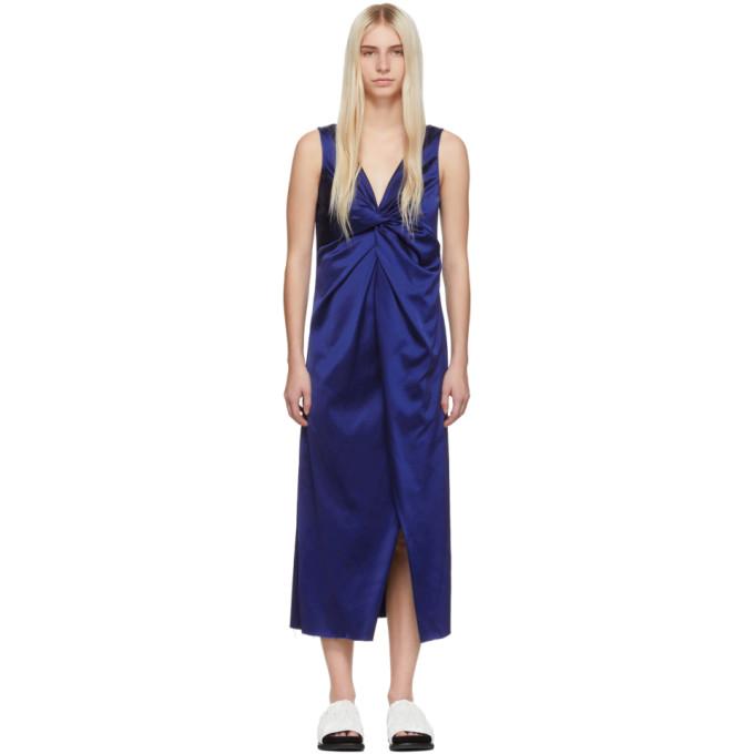 Marina Moscone Blue V-Neck Twisted Dress