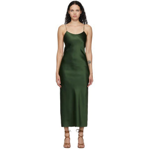 Marina Moscone Green Heavy Satin Bias Slip Dress