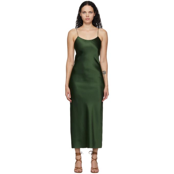 Marina Moscone Green Heavy Satin Bias Slip Dress