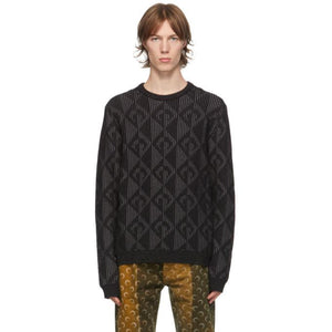 Marine Serre Black and Grey Optical Jacquard Sweater