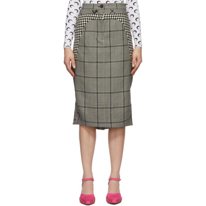 Marine Serre Black and White Wool Houndstooth Skirt