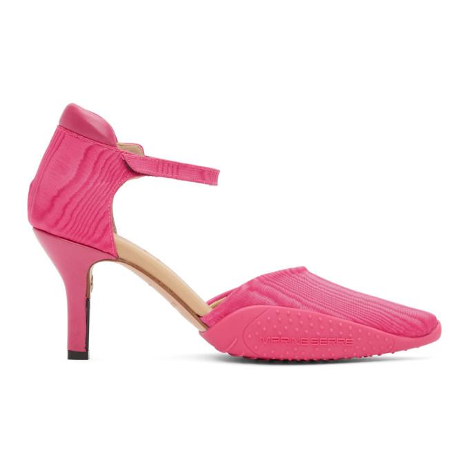 Marine Serre Pink Moire Pointed-Toe Pumps