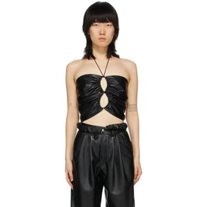 Markoo SSENSE Exclusive Black Faux-Leather The Double Loop Tank Top