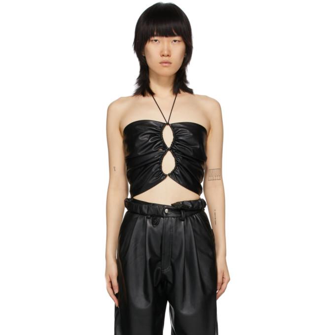 Markoo SSENSE Exclusive Black Faux-Leather The Double Loop Tank Top
