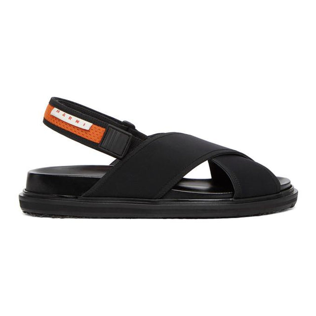Marni Black and Orange Fussbett Sandals