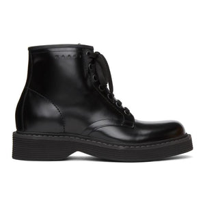 Marni Black Polished Lace-Up Boots