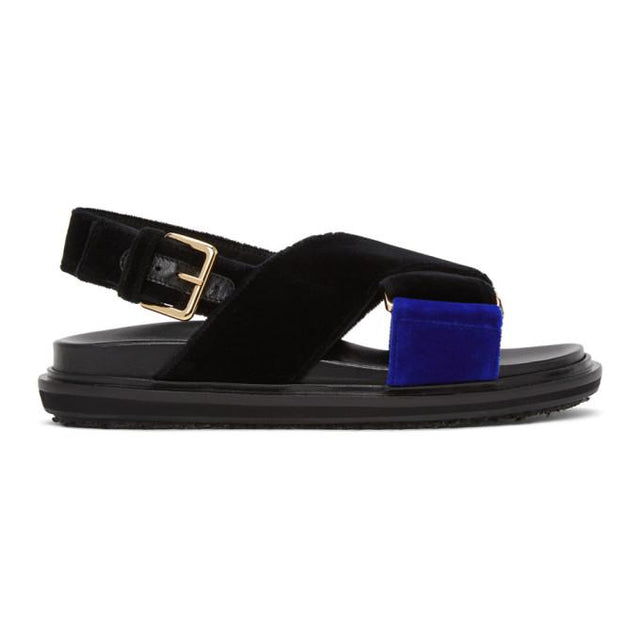 Marni Black Velvet Fussbet Sandal