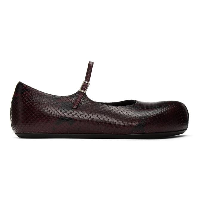 Marni Burgundy Snake Ballerina Flats