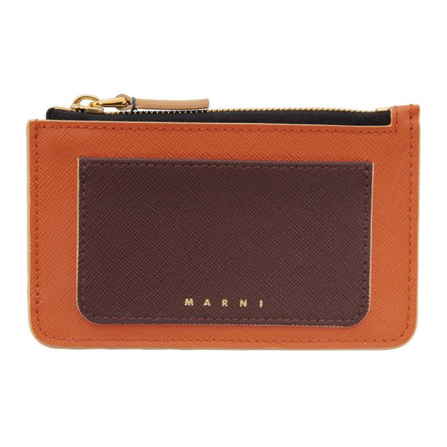 Marni Orange and Blue Zip Credit Card Holder