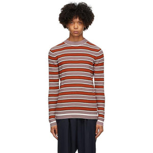 Marni Red and White Striped Mock Neck Sweater
