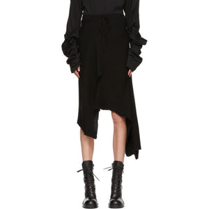 Marques Almeida Black Draped Wool Skirt-BLACKSKINNY.COM