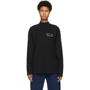 Martine Rose Black Funnel Neck Long Sleeve T-Shirt – BlackSkinny