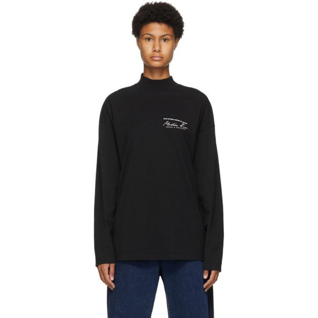 Martine Rose Black Funnel Neck Long Sleeve T-Shirt