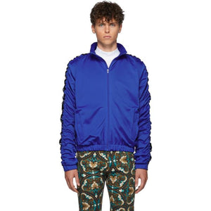 Martine Rose Blue Stripe Ruched Track Jacket