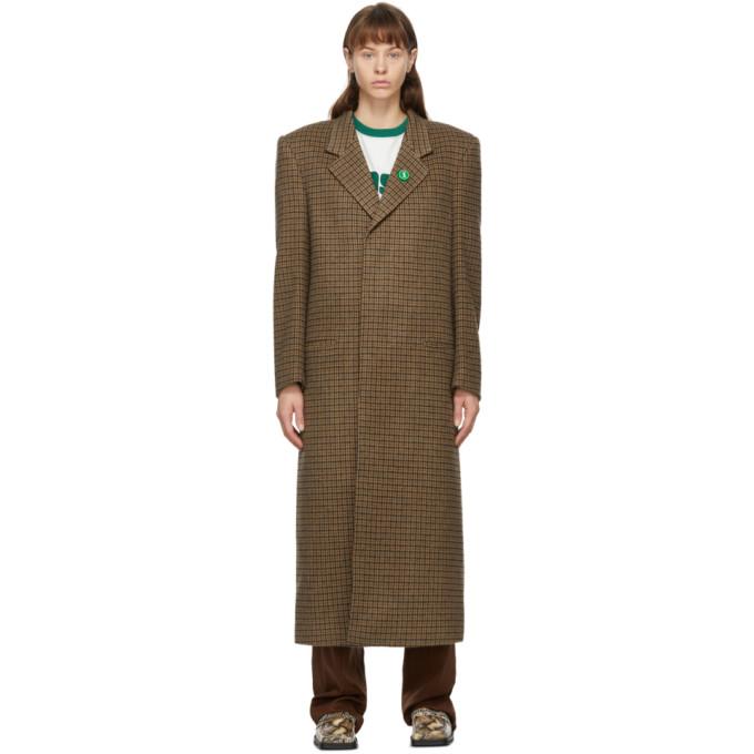 Martine Rose Brown Wool Houndstooth Rex Coat
