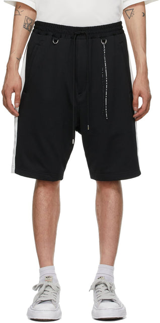 mastermind JAPAN Black Side Line Track Shorts - Mastermind Japan Black Side Line Sheet Short - Mastermind 일본 블랙 사이드 라인 트랙 반바지