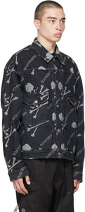 mastermind WORLD Black Denim Monogram Trucker Jacket