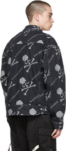 mastermind WORLD Black Denim Monogram Trucker Jacket