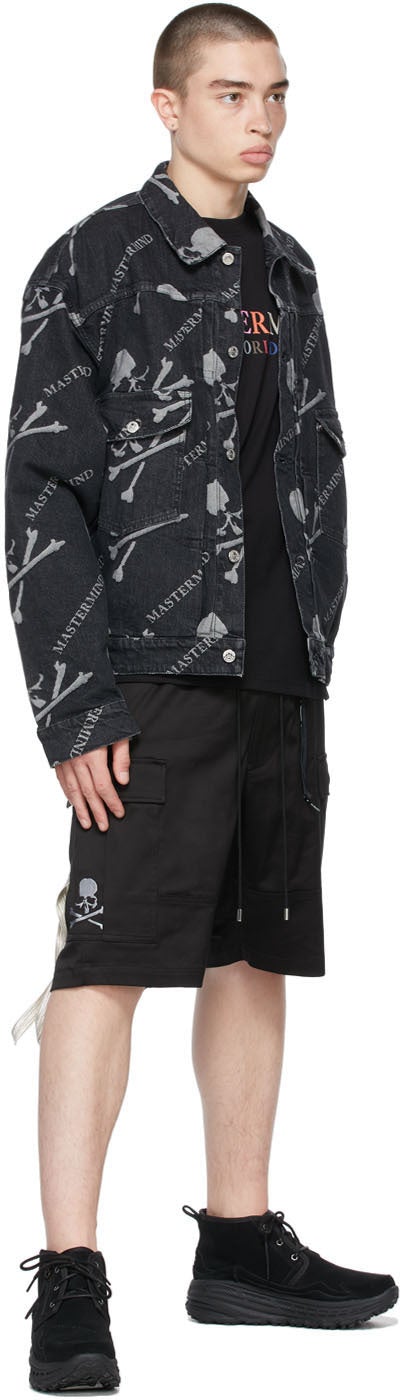 mastermind WORLD Black Denim Monogram Trucker Jacket