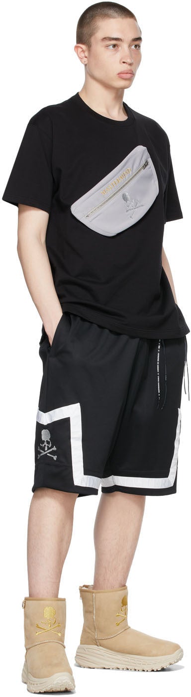 mastermind WORLD Black Jacquard Logo Tape Shorts