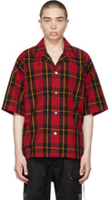 mastermind WORLD Red Block Plaid Short Sleeve Shirt - Mastermind World World Block Rouge Chemise à manches courtes à manches courtes - Mastermind 세계 빨간색 블록 격자 무늬 짧은 소매 셔츠