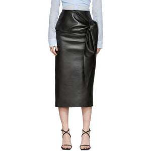 Materiel Tbilisi Black Faux-Leather Waist Tie Skirt