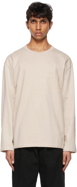 mfpen Beige Organic Pocket Long Sleeve T-Shirt - T-shirt à manches longues bio beige mfpen beige - MFPEN 베이지 유기농 포켓 긴 소매 티셔츠