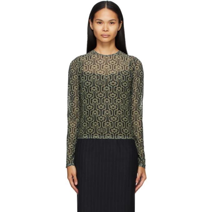 Miaou Green and Black Mesh Long Sleeve T-Shirt