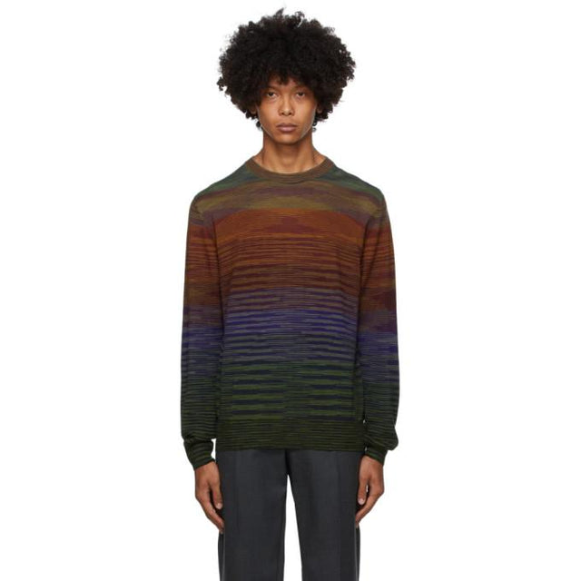 Missoni Blue and Green Knit Striped Sweater