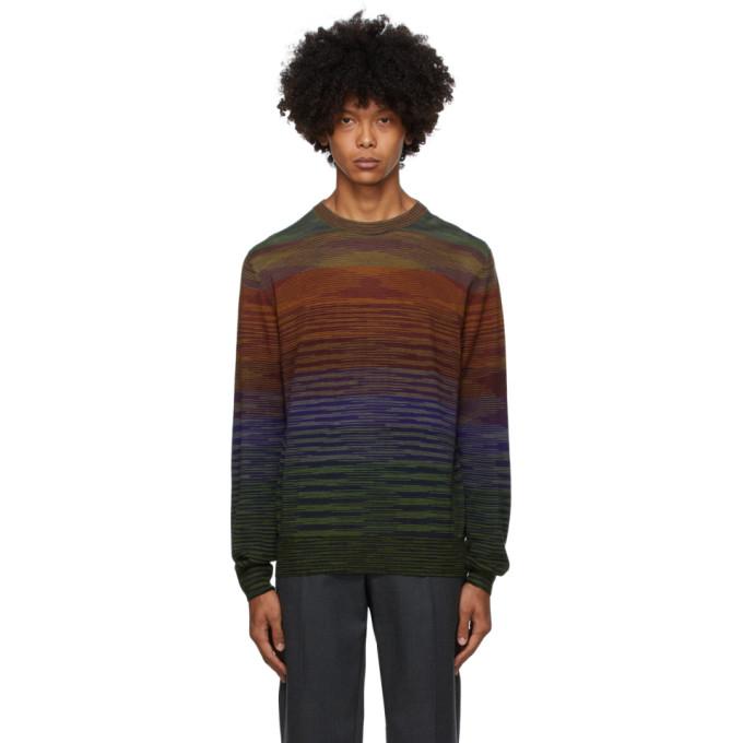 Missoni Blue and Green Knit Striped Sweater