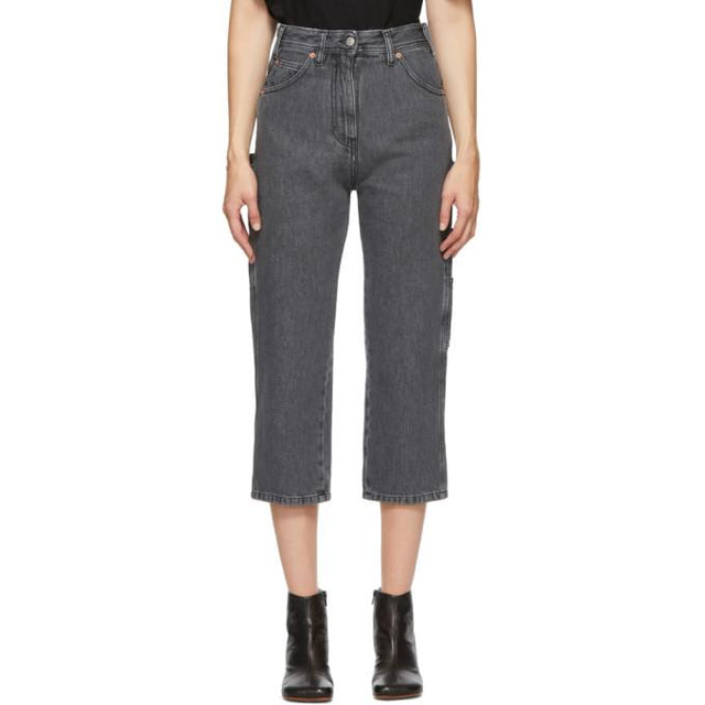 MM6 Maison Margiela Black Cropped Utilitarian Jeans