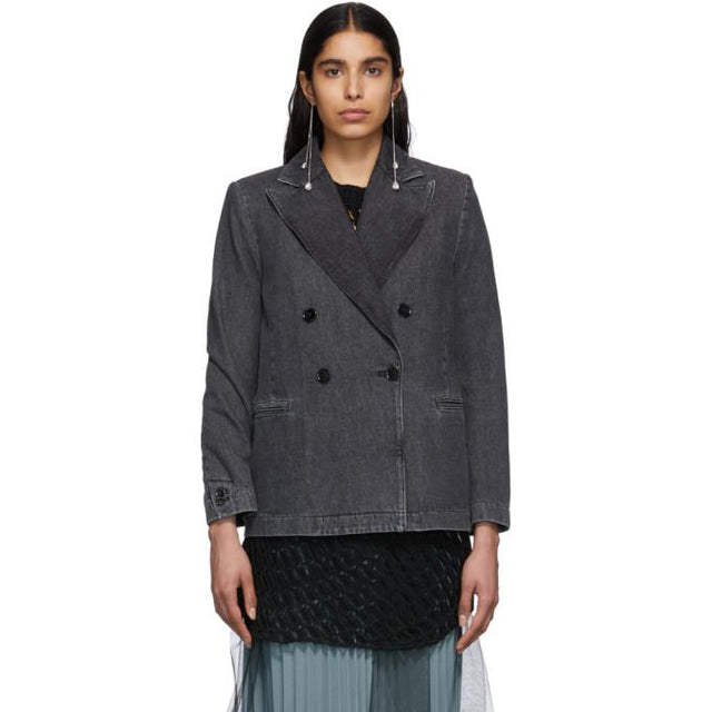 MM6 Maison Margiela Black Denim Double-Breasted Jacket