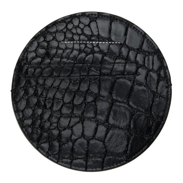 MM6 Maison Margiela Black Faux Croc Round Card Holder