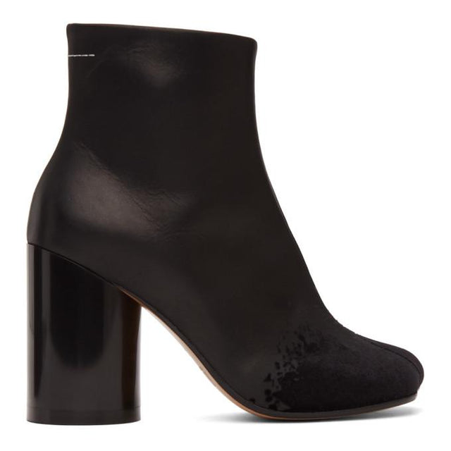 MM6 Maison Margiela Black Velvet Toe High Heel Boots