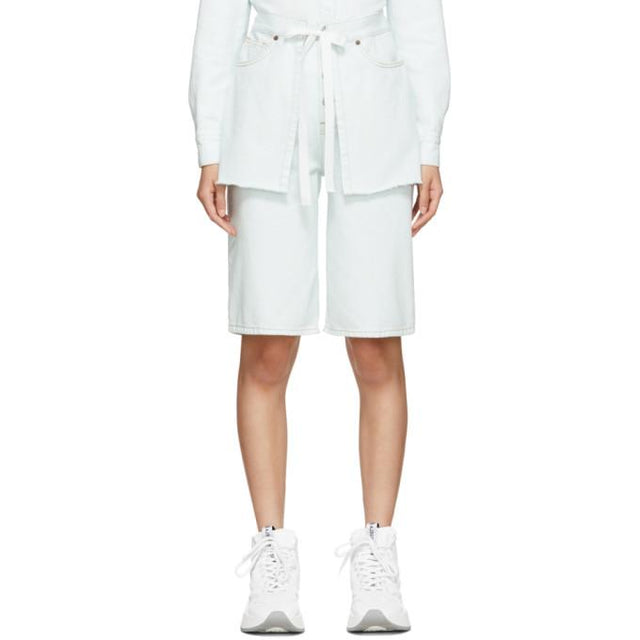 MM6 Maison Margiela Blue Denim Side Flap Apron Shorts