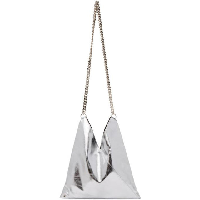 MM6 Maison Margiela Silver Metallic Triangle Shoulder Bag