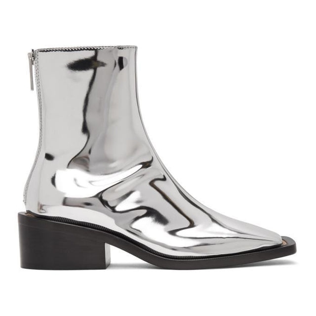 MM6 Maison Margiela Silver Square Toe Boots