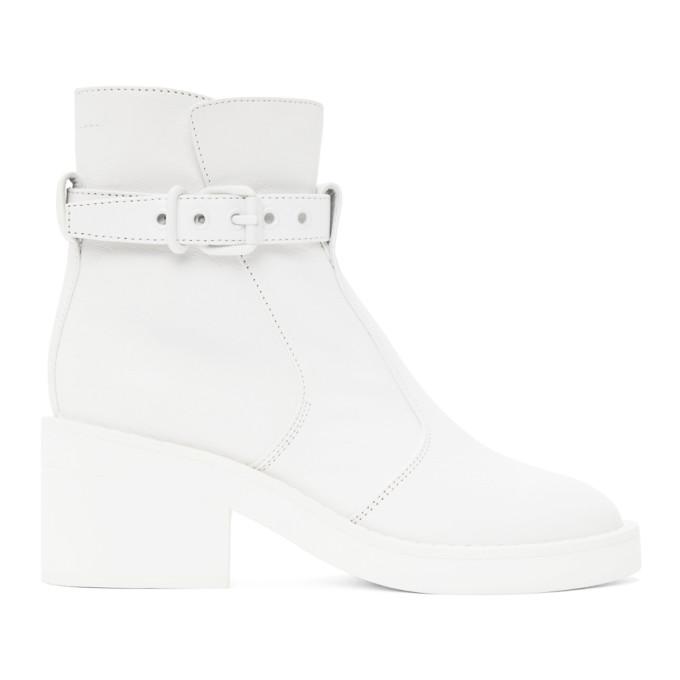 MM6 Maison Margiela White Buckle Ankle Boots