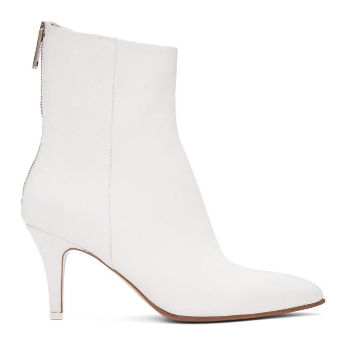 MM6 Maison Margiela White Distressed Heeled Boots