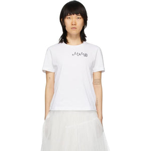 MM6 Maison Margiela White Embroidered Logo Fitted T-Shirt