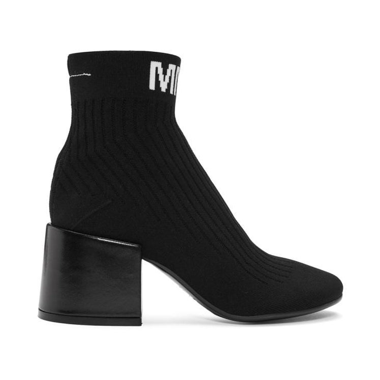 MM6 Maison Martin Margiela Black Logo Sock Boots-BLACKSKINNY.COM