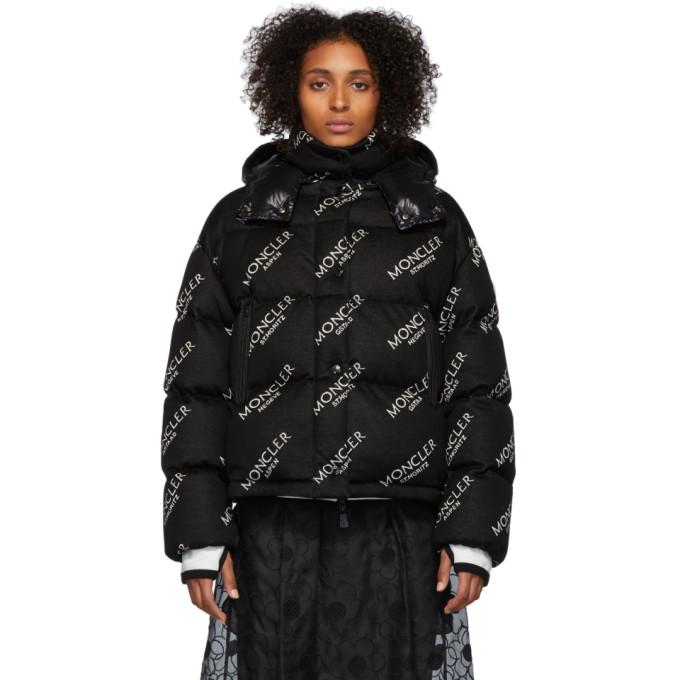 Moncler Black Down All Over Logo Caille Jacket