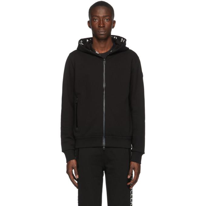Moncler Black Embroidered Logo Hoodie