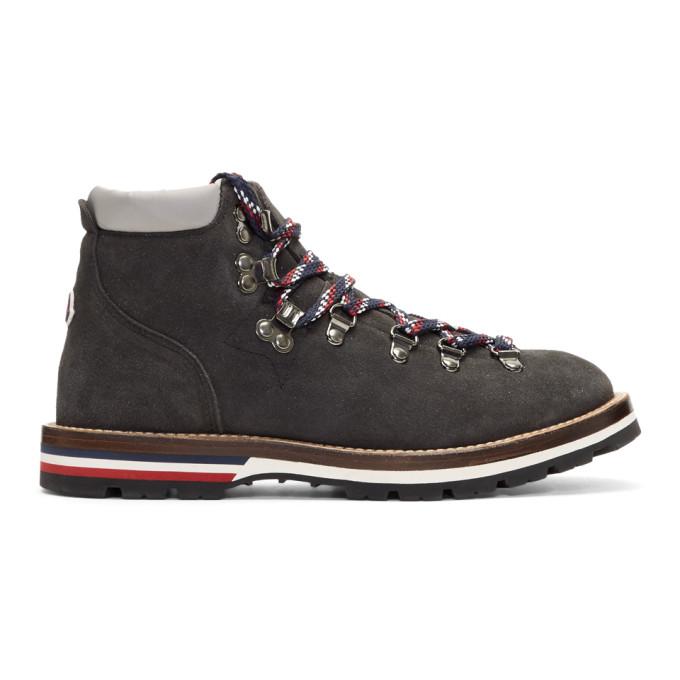 Moncler Black Glittered Suede Blanche Hiking Boots