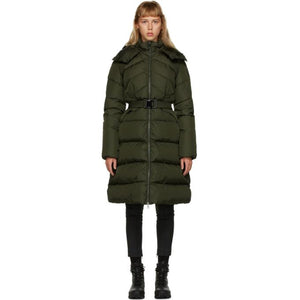 Moncler Khaki Down Belted Agot Coat