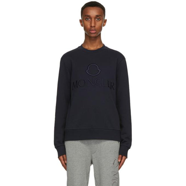 Moncler Navy Embroidered Logo Sweatshirt