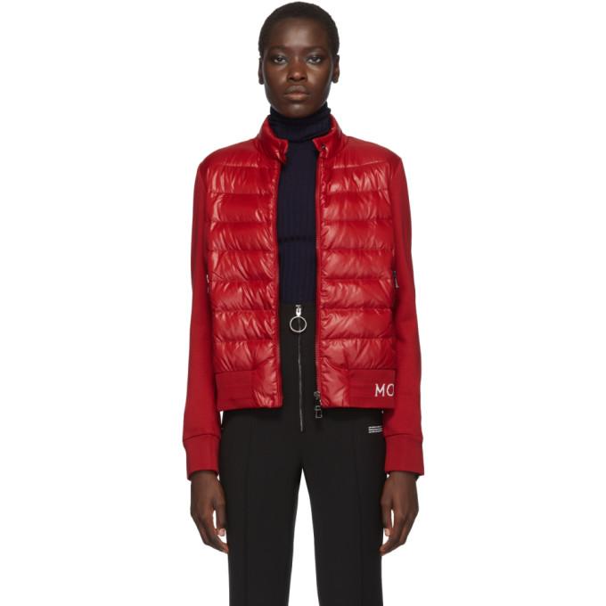 Moncler Red Knit Down Logo Jacket