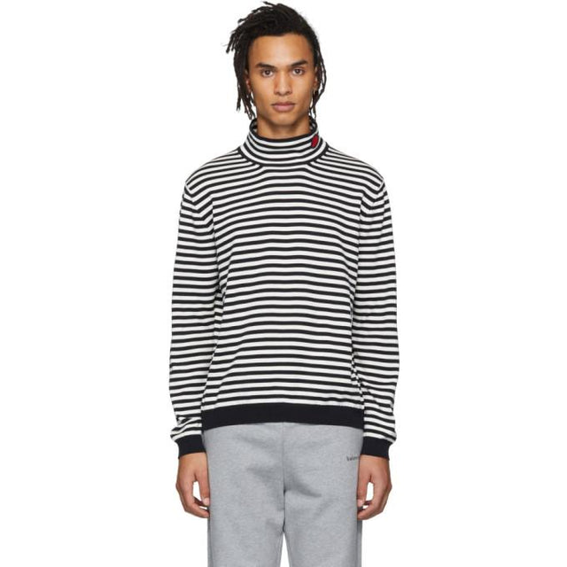 Moncler White and Black Maglia Turtleneck