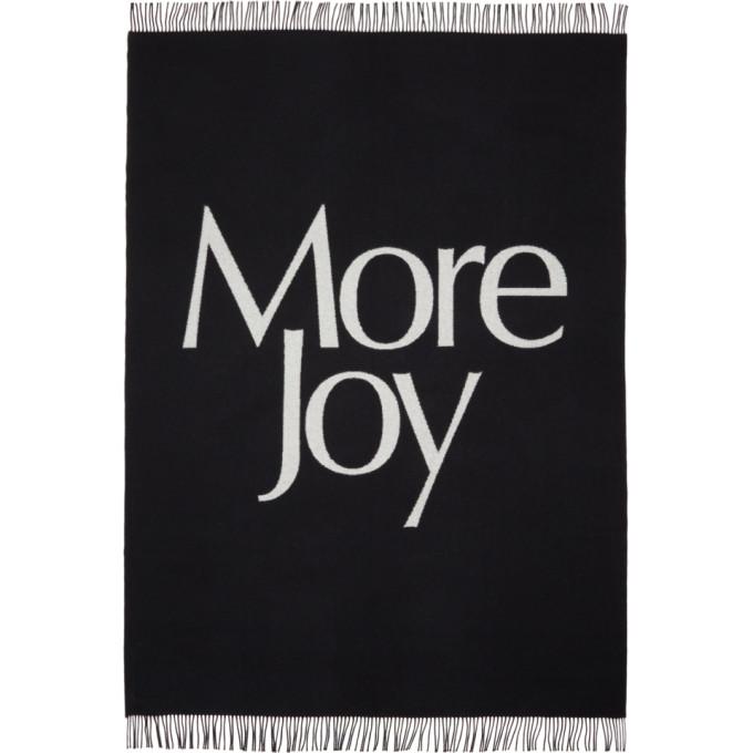 More Joy Black and White Merino Wool Logo Blanket-BlackSkinny